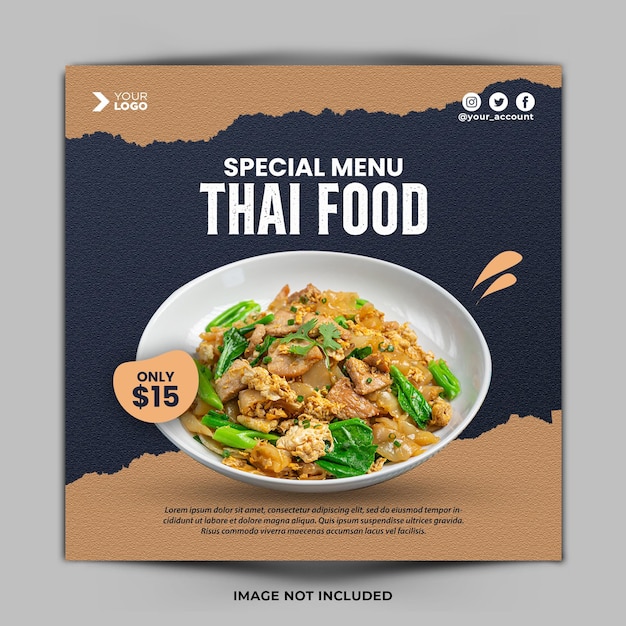 Asian Food Menu Instagram Post or Social Media Post Template