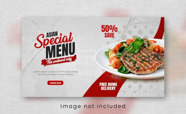 Asian Food menu and restaurant web banner template