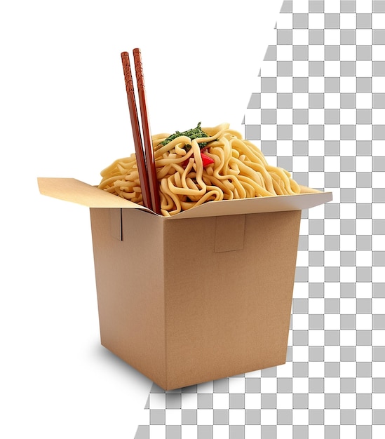 Asian food noodle in box with transparent background