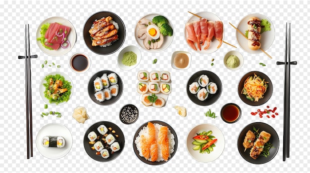 PSD asian food realistic background isolated on transparent background