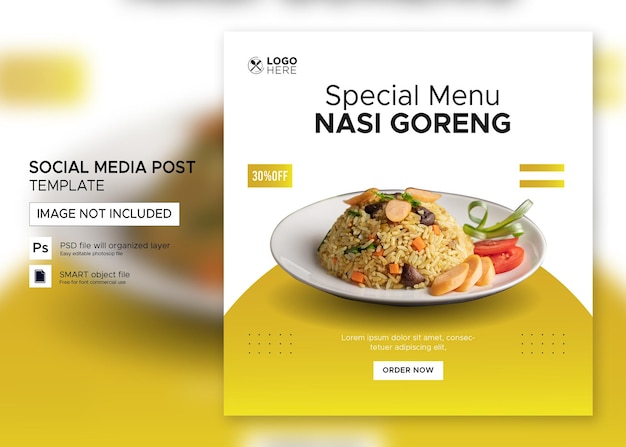 Asian food social media post Premium PSD