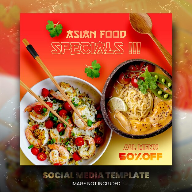 Asian Food social media promotion and instagram banner post design template