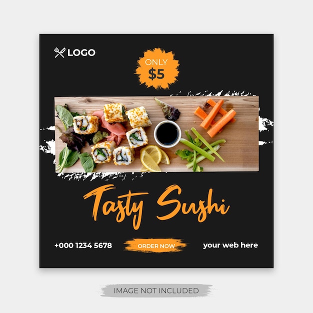 Asian food sushi facebook instagram post template