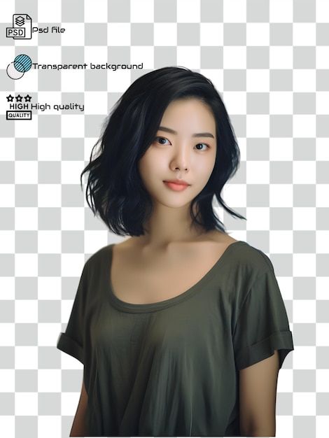 Asian girl on transparent background