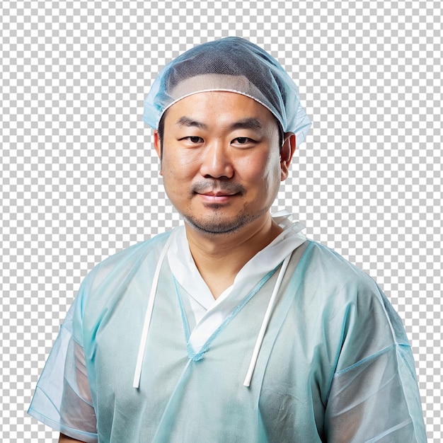 asian man veterinarian transparent white isolated