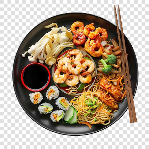 PSD asian plate of food asian concepton transparent background