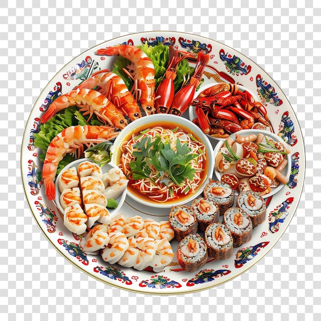 PSD asian plate of food asian concepton transparent background