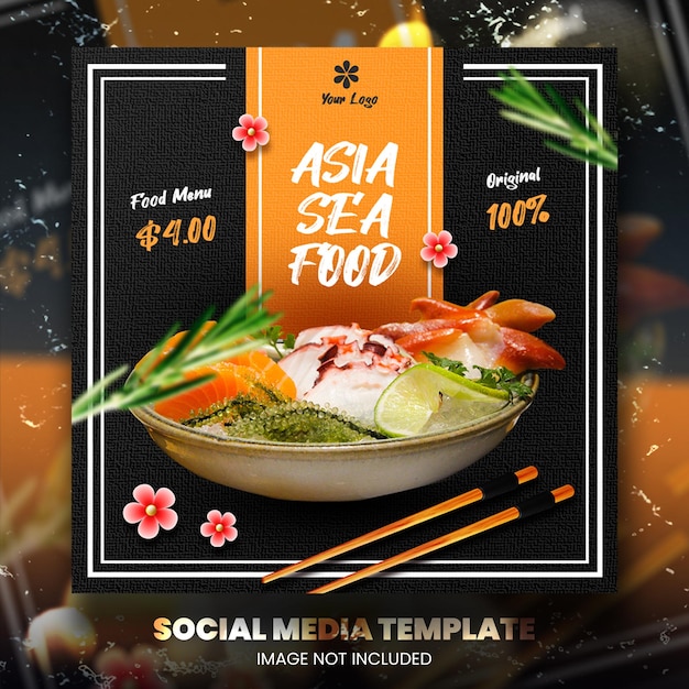 Asian promo food social media promotion and instagram banner post design template