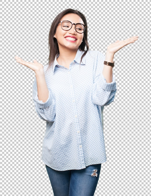 Asian woman doing balance gesture