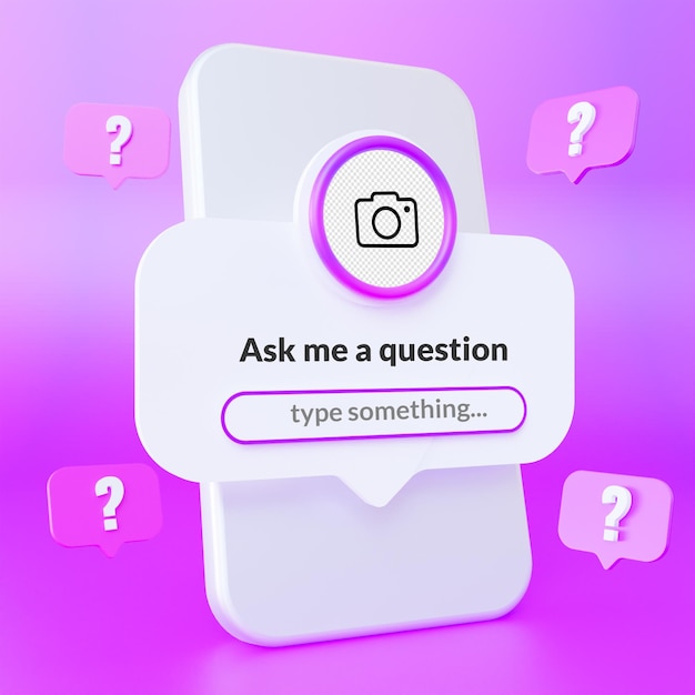 Ask me a question interface frame for social media post