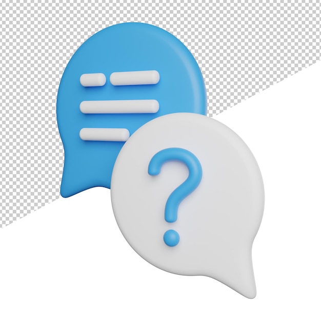 Ask Question Help side view 3d rendering icon illustration on transparent background