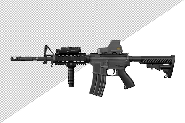 Assault rifle side view Isolated 3D Rendering