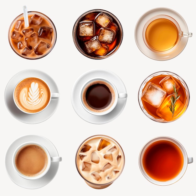 PSD assorted coffee and tea beverages