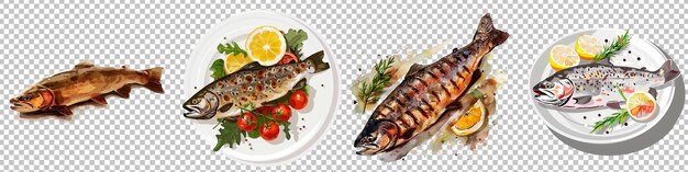 Assorted Fresh and Grilled Fish Dishes