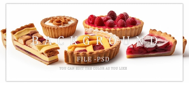 PSD assortment of delicious fruit tarts