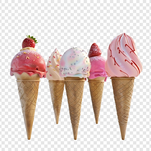 PSD assortment of delicious ice cream cones