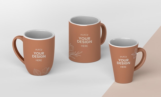 Assortment of minimal coffee mugs