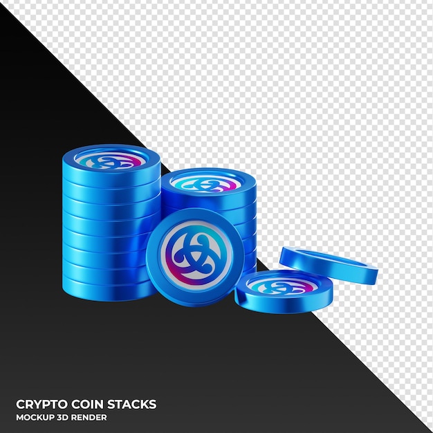 Astar ASTR coin stacks cryptocurrency 3D render illustration