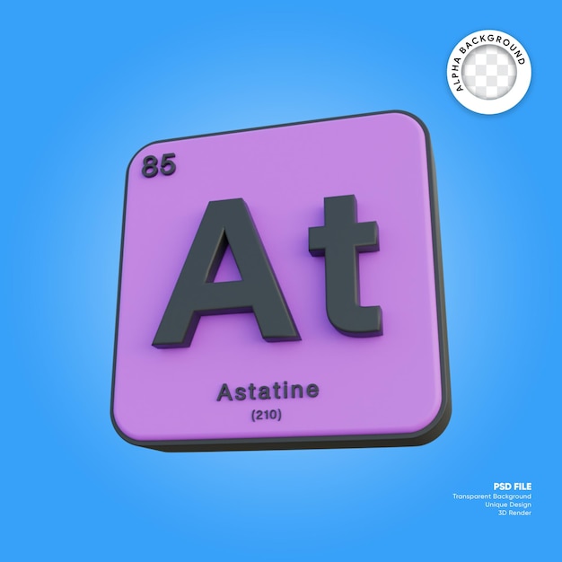 Astatine chemical element periodic table 3d render