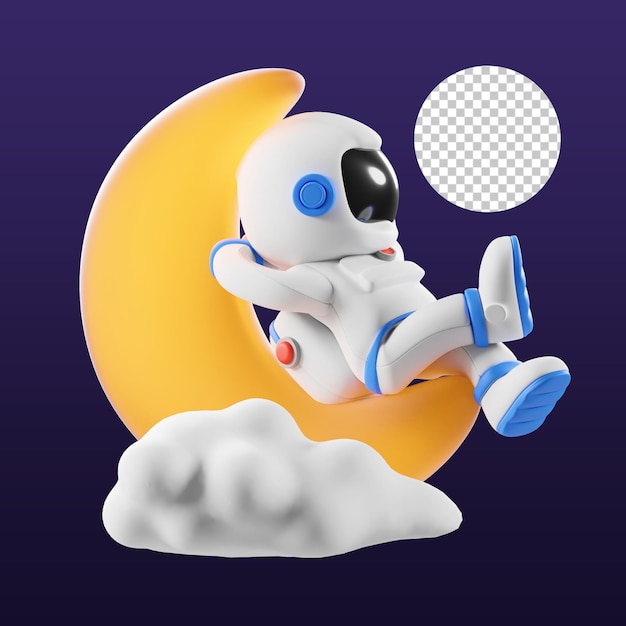 astro chill on the moon 3d illustration