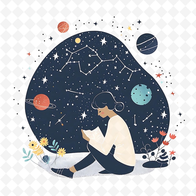 PSD astrologers reading the stars design is cosmic inspired inco flat illustration festival theme art