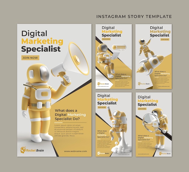 Astronaut Digital Marketing Instagram Stories Banner Template