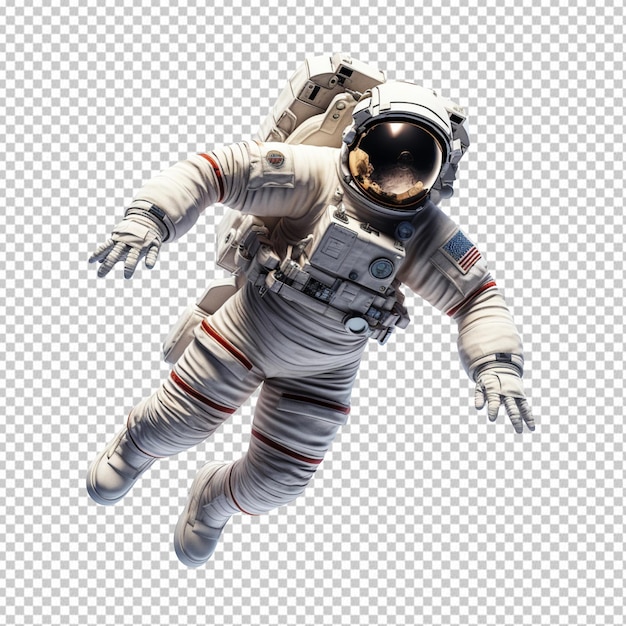 Astronaut floating in space isolated on transparent background