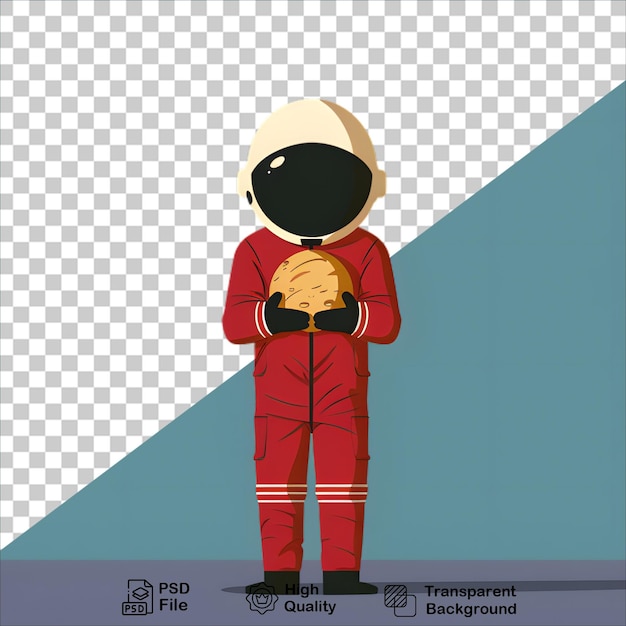 PSD astronaut holding planet isolated on transparent background