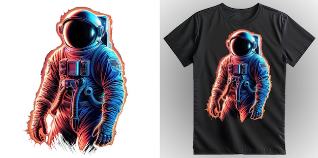 PSD astronaut in outer space tshirt design ready for dtf print