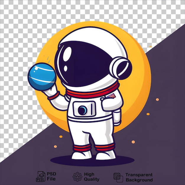 Astronaut and Planet Artwork on Transparent Background