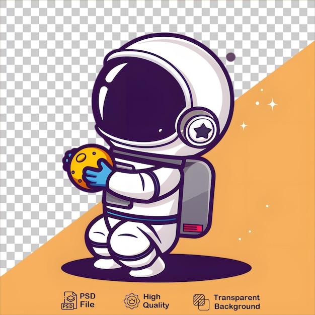 PSD astronaut and planet artwork on transparent background