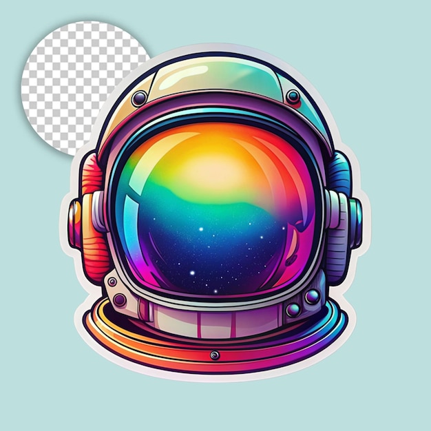 PSD astronaut in space sticker on transparent background