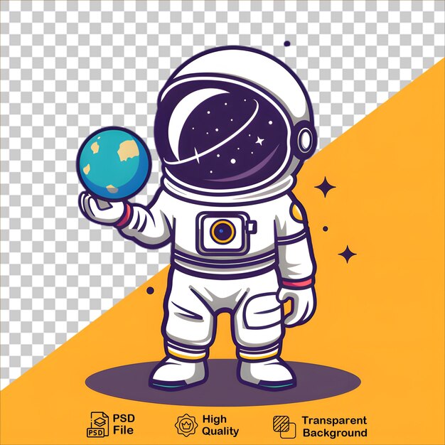 Astronaut with Ball Cartoon Illustration on Transparent Background