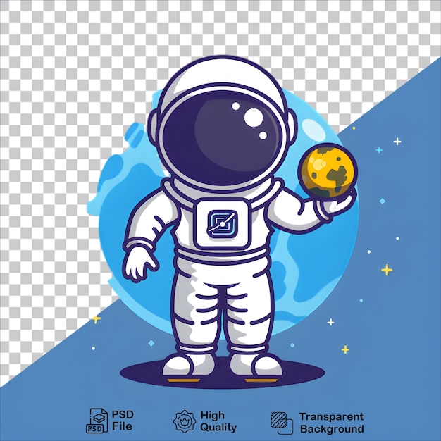 Astronaut with Ball Cartoon Illustration on Transparent Background