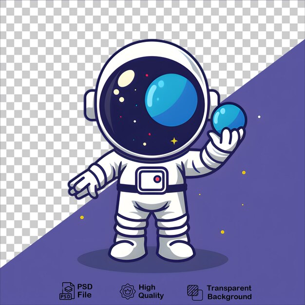 Astronaut with Ball Cartoon Illustration on Transparent Background