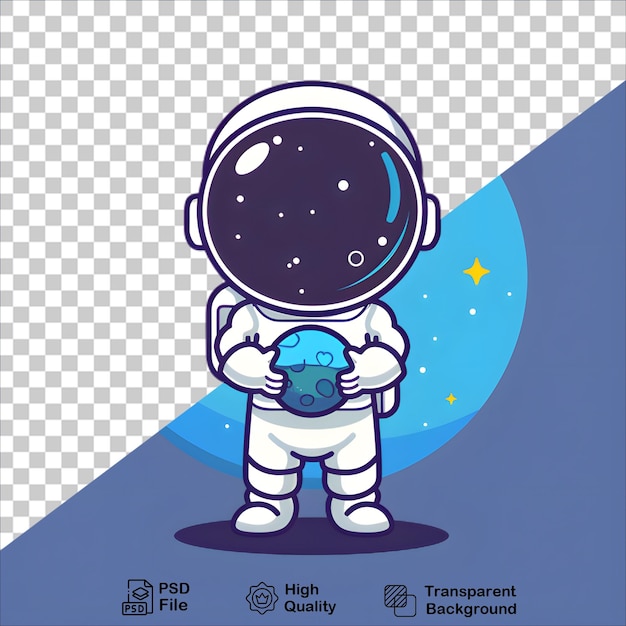 Astronaut with Ball Cartoon Illustration on Transparent Background