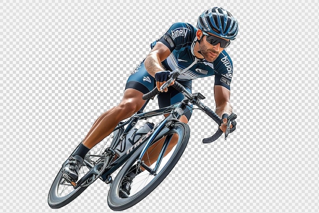 PSD athlete riding a racing bicycle isolated on transparent generative ai