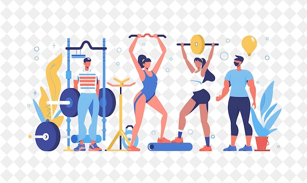 Athletic Fitness Instructor With Characters Coaching and Tra PNG People in Daily Work Illustration