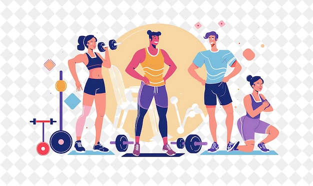 Athletic Fitness Instructor With Characters Coaching and Tra PNG People in Daily Work Illustration