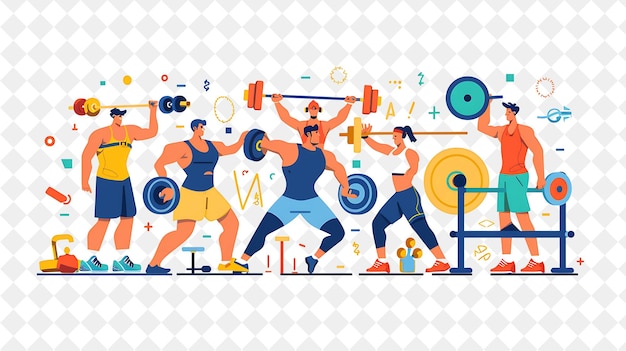 Athletic Personal Trainer With Characters Working Out and Co PNG People in Daily Work Illustration