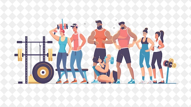 Athletic Personal Trainer With Characters Working Out and Co PNG People in Daily Work Illustration