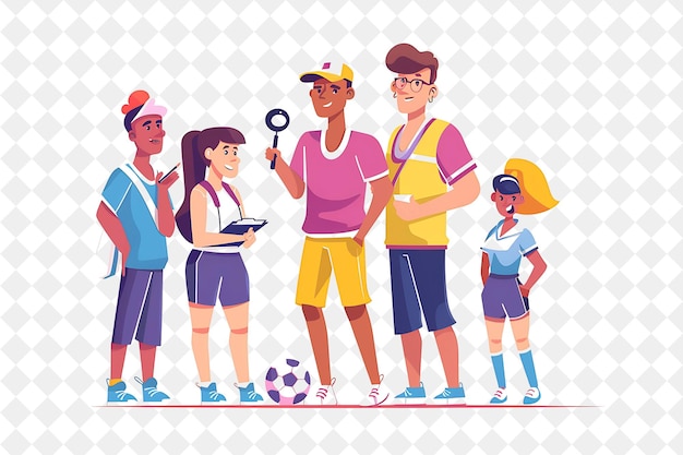 Athletic Sports Coach With Characters Coaching and Training PNG People in Daily Work Illustration