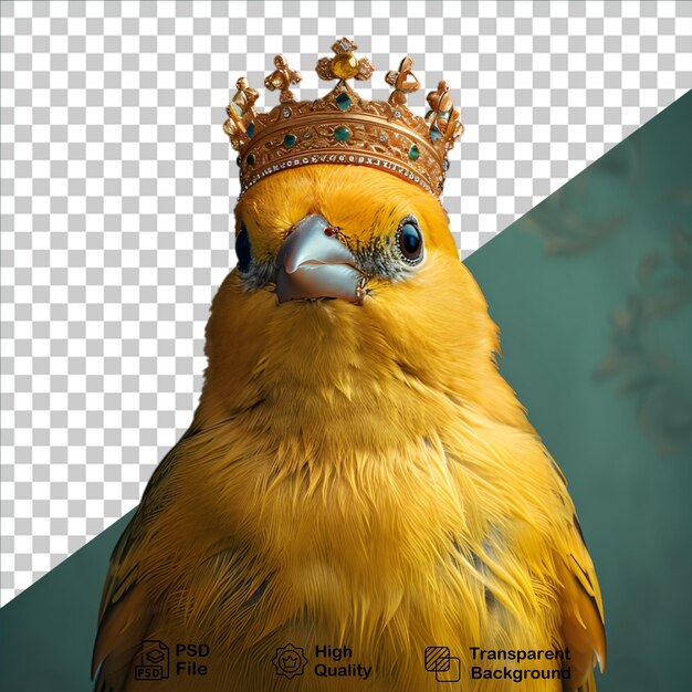 PSD atlantic canary wearing golden crown isolated on transparent background include png file