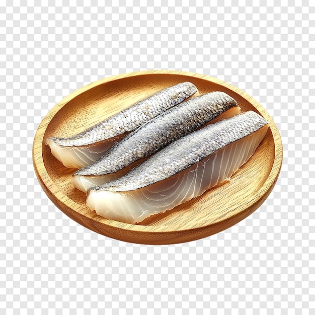 PSD atlantic salted herring fillet isolated on a transparent background