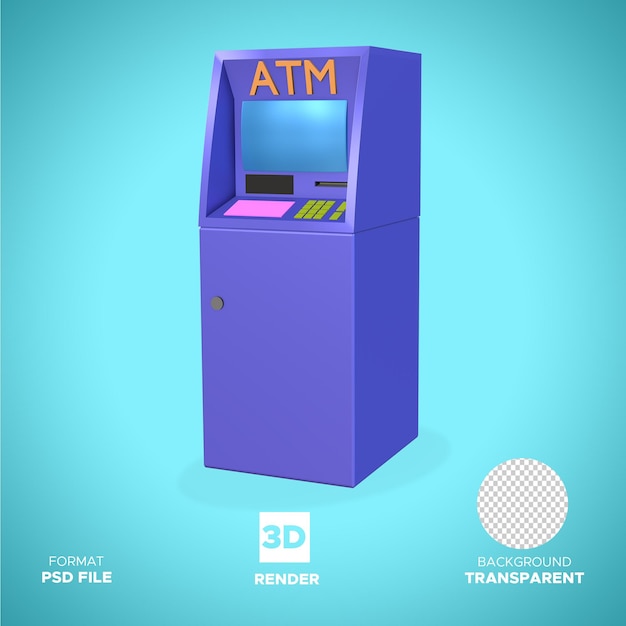 ATM Machine for illustration 3D Render Icon Isolated Object