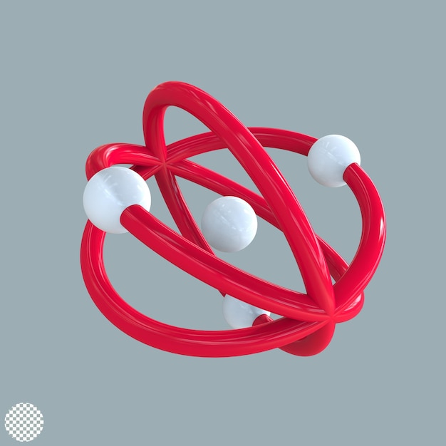 Atom orbit stricture 3d illustration rendering