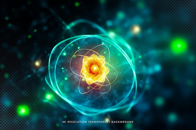 PSD atomic nucleus science on transparent background