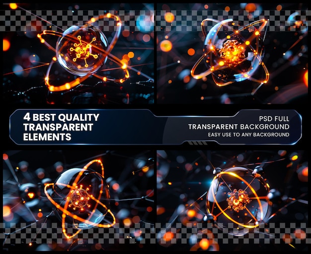 PSD atomic structurefuturistic concept on the topic on transparent background