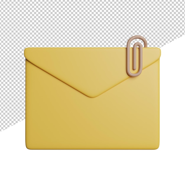 Attachment Message File front view 3d rendering icon illustration on trasnparent background