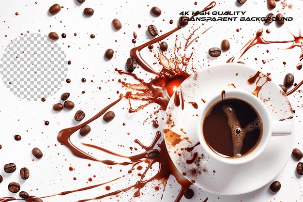 An attentiongrabbing banner featuring splashes of coffee on transparent background